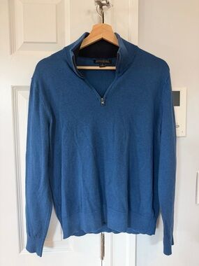 Banana Republic Men's Half‑Zip Mock Neck Sweater in Blue